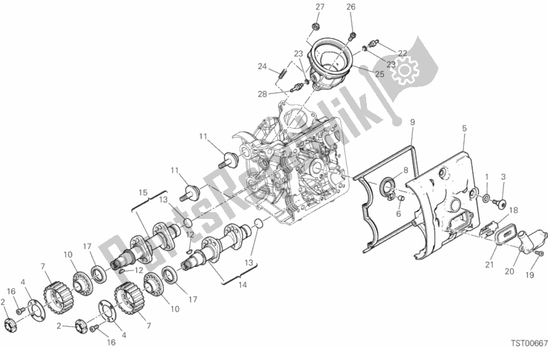 All parts for the Horizontal Head Timing System of the Ducati Multistrada 950 S Touring 2020
